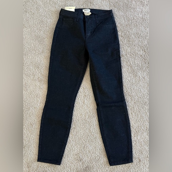 L’AGENCE Margot High Rise Skinny Jeans Black Glitter Coated Denim Size 25 NWT - Picture 4 of 9